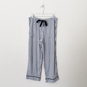 [Aerie] Blue White Striped Wide Leg Pajama Pants Lounge Sleep Pockets Sz Large L